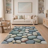 ODIKA Washable Pebble Stone Pattern Area Rug, Low Pile Non-Slip Nature Inspired Floor Mat