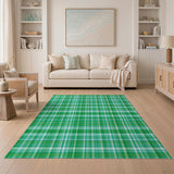 Green Green Gingham Plaid Area Rug