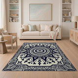 Intricate Black Mandala Persian Area Rug