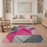 Vibrant Geometric Pink Purple Area Rug