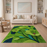 Lush Green Floral Tufted Area Rug