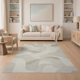 Fluid Wave Beige Abstract Area Rug