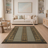 Black and Tan Heritage Tribal Stripe Area Rug