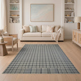 Grey Plaid Rustic Area Rug