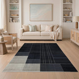 Black and White Geometric Modern Modern Geometric Black White Area Rug