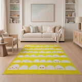 Cute Kawaii Egg Faces Yellow Area Rug
