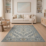 Grey Geometric Southwestern Tribal Area Rug