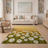 Yellow Sunny Daisy Meadow Yellow Area Rug