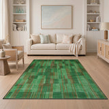 Green Geometric Stripe Patchwork Area Rug