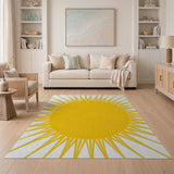 Geometric Modern Radiant Yellow Sunburst Area Rug