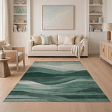 Abstract Teal Mountain Wave Area Rug