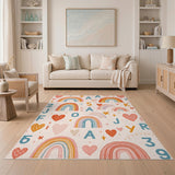 Rainbow Letters and Numbers Kids Area Rug