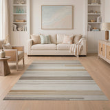 Geometric Modern Beige and Neutral Modern Beige Grey Striped Area Rug