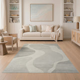 Abstract Area Abstract Grey Organic Shapes Area Rug