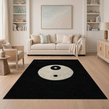 Yin Yang Black Shag Area Rug