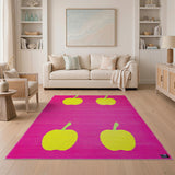 Playful Yellow Apples on Hot Pink Area Rug