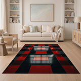 Red Black Checkered Geometric Area Rug