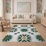 Vibrant Green Tribal Floral Area Rug