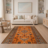 Orange Vibrant Orange Southwestern Geometric Rug