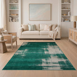 Emerald Green Abstract Brushstroke Area Rug