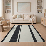 Black and White Geometric Modern Bold Black White Striped Area Rug