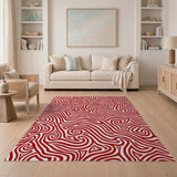 Red Swirl Abstract Area Rug