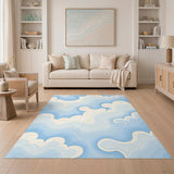 Blue Coastal Wave Washable Area Rug