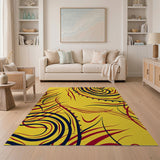 Vibrant Yellow Swirl Geometric Area Rug