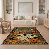 Halloween Gnomes Pumpkins Black Cats Area Rug
