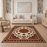 Orange Floral Medallion Persian Rug