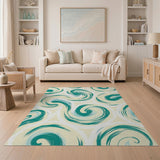 Teal Swirl Abstract Abstract Area Area Rug