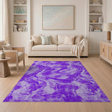 Purple Marble Swirl Abstract Area Rug