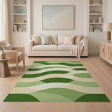Green Lush Green Wave Abstract Area Rug