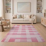 Blush Pink Checkered Geometric Area Rug