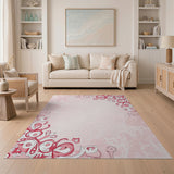 Whimsical Pink Abstract Swirl Area Rug