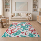 Teal Bird Coral Reef Cutout Rug