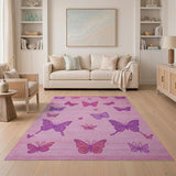 Whimsical Pink Butterfly Area Rug