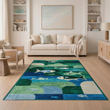Whimsical Fish Swim Abstract Area Rug