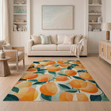 Vibrant Watercolor Orange Fruit Area Rug