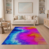 Vibrant Tie-Dye Swirl Boho Area Rug