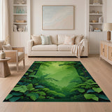 Lush Green Jungle Fern Area Rug
