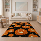 ODIKA Halloween Pumpkin Washable Area Rug - Non-Slip Low Pile Spooky Decor