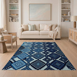 Blue Tribal Chain Link Area Rug