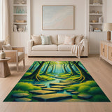 Sunlit Enchanted Forest Path Area Rug