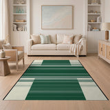 Bold Green and Cream Striped Area Rug