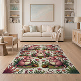 Whimsical Pink Mice Mushroom Forest Rug
