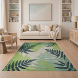 Lush Green Fern Leaves Area Rug