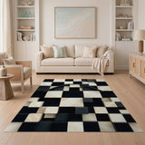 3D Black White Cube Barn Geometric Area Rug
