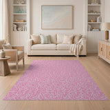 Whimsical Pink Bunny Outline Area Rug