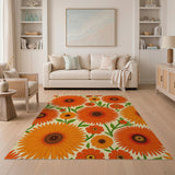 Vibrant Orange Gerbera Daisy Area Rug